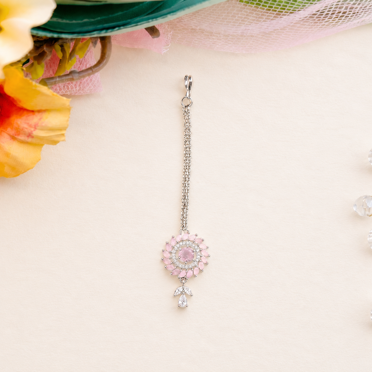 Designer American Diamond Maang Tikka for Women