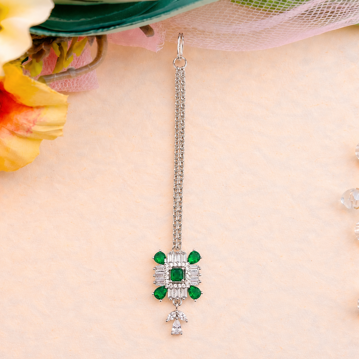 Traditional American Diamond Maang Tikka