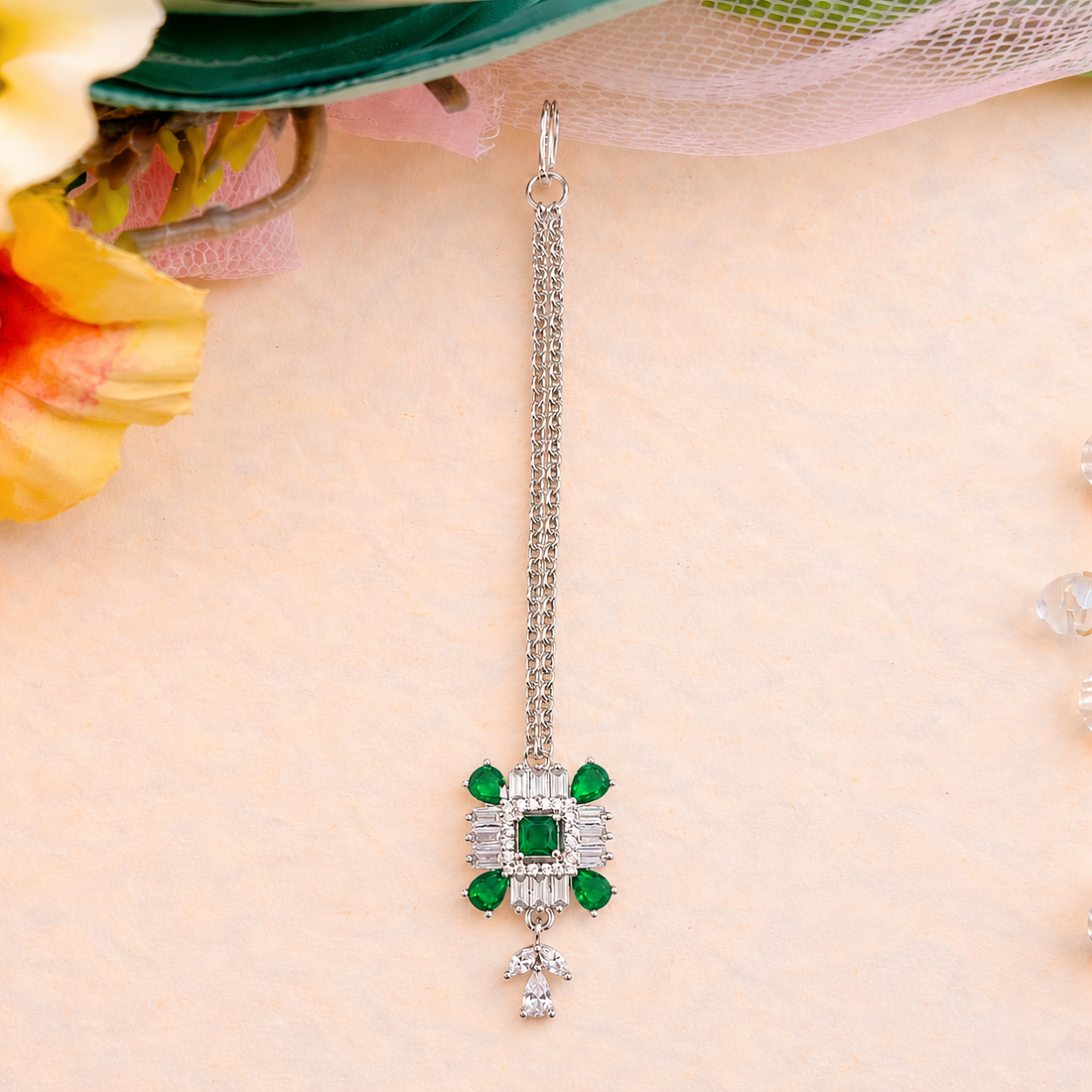 Traditional American Diamond Maang Tikka