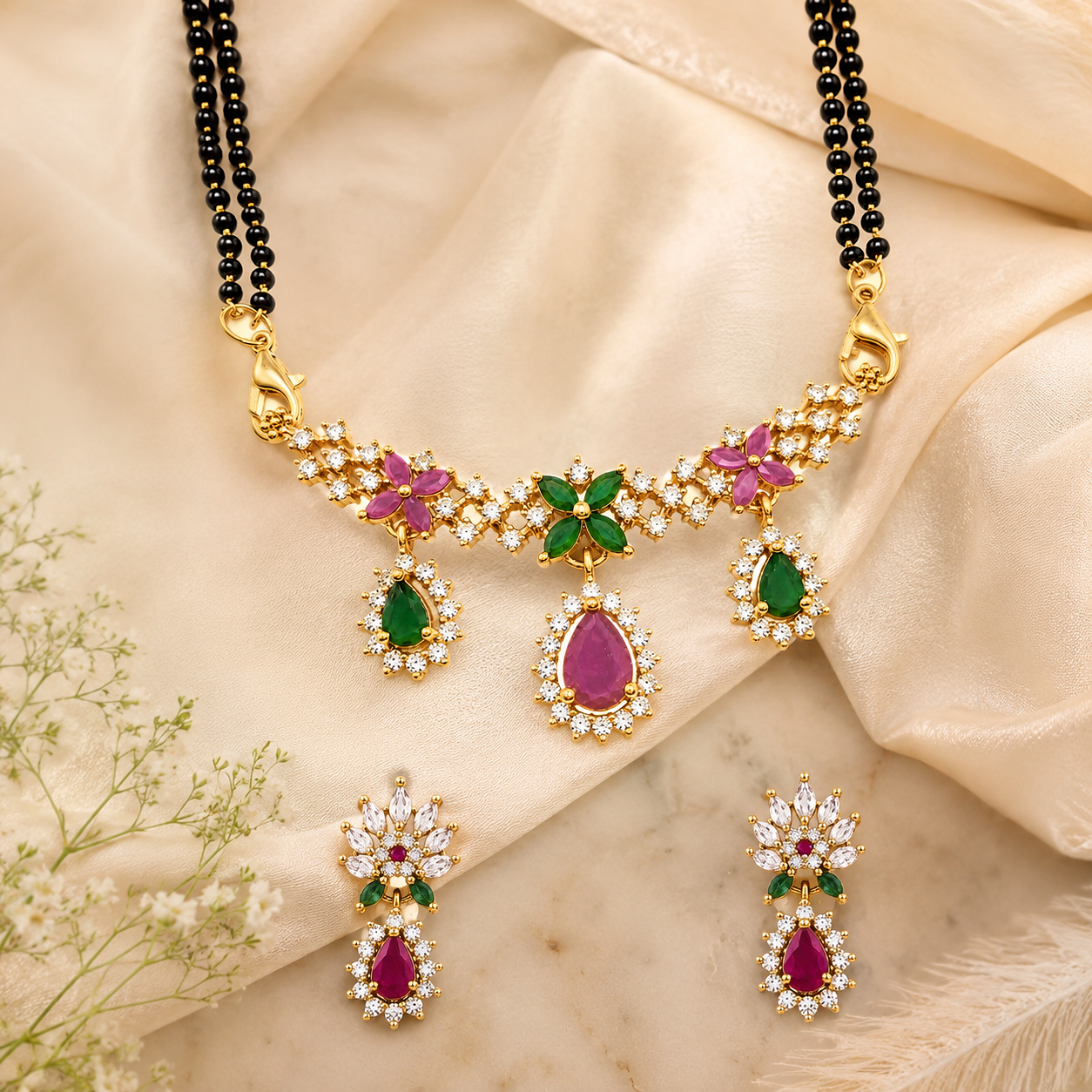 Designer American Diamond Mangalsutra Set for Women 30''