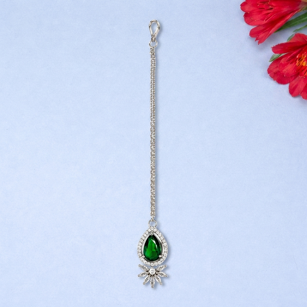 Cubic Zirconia & American Diamond Maang Tikka