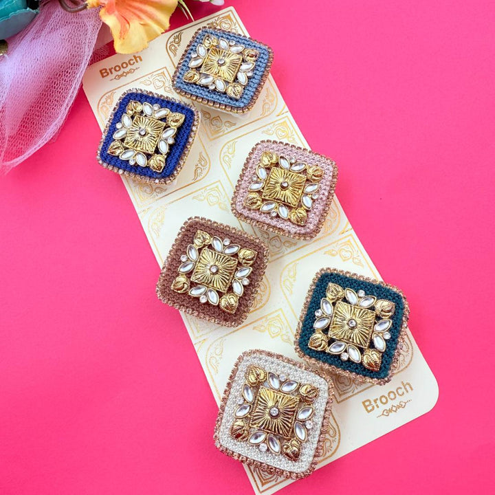 Designer kundan brooch set for women multi color stone work festive jewellery