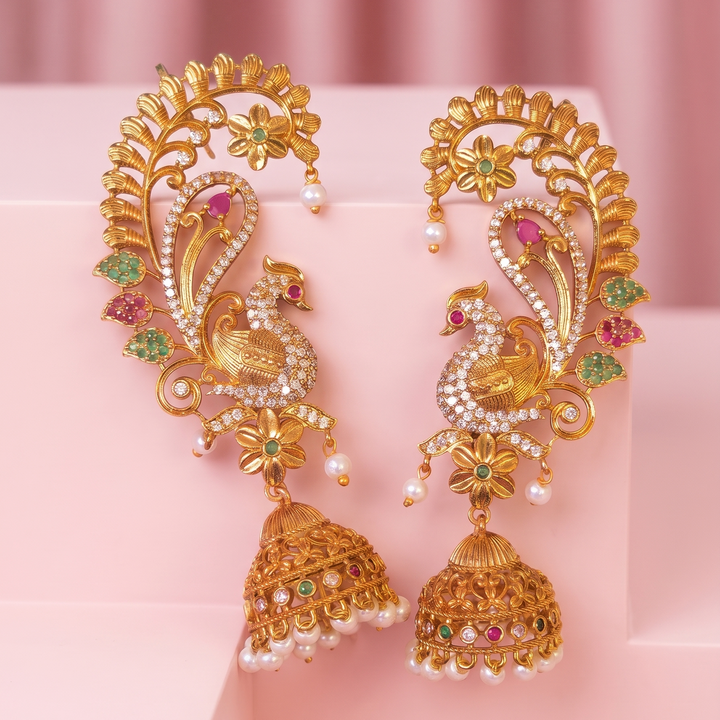 South Indian Peacock Jhumka Earrings