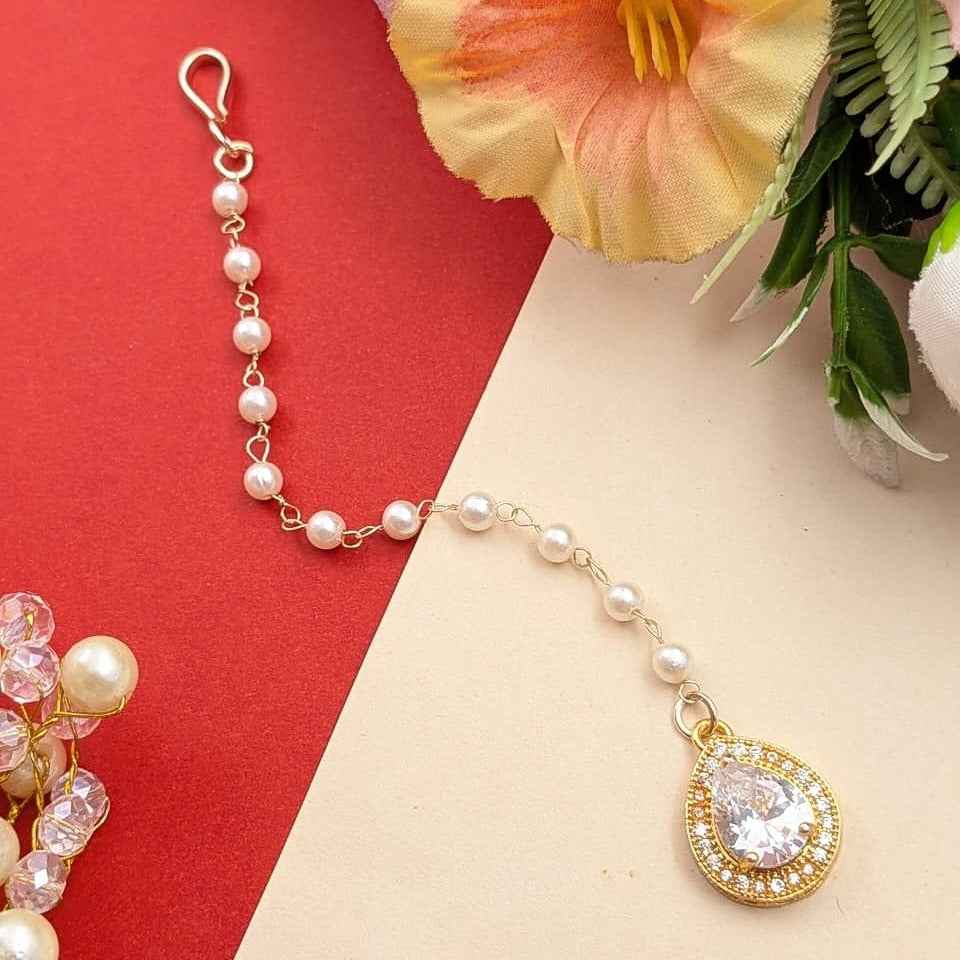 Designer Pearl Chain Maang Tikka for Women