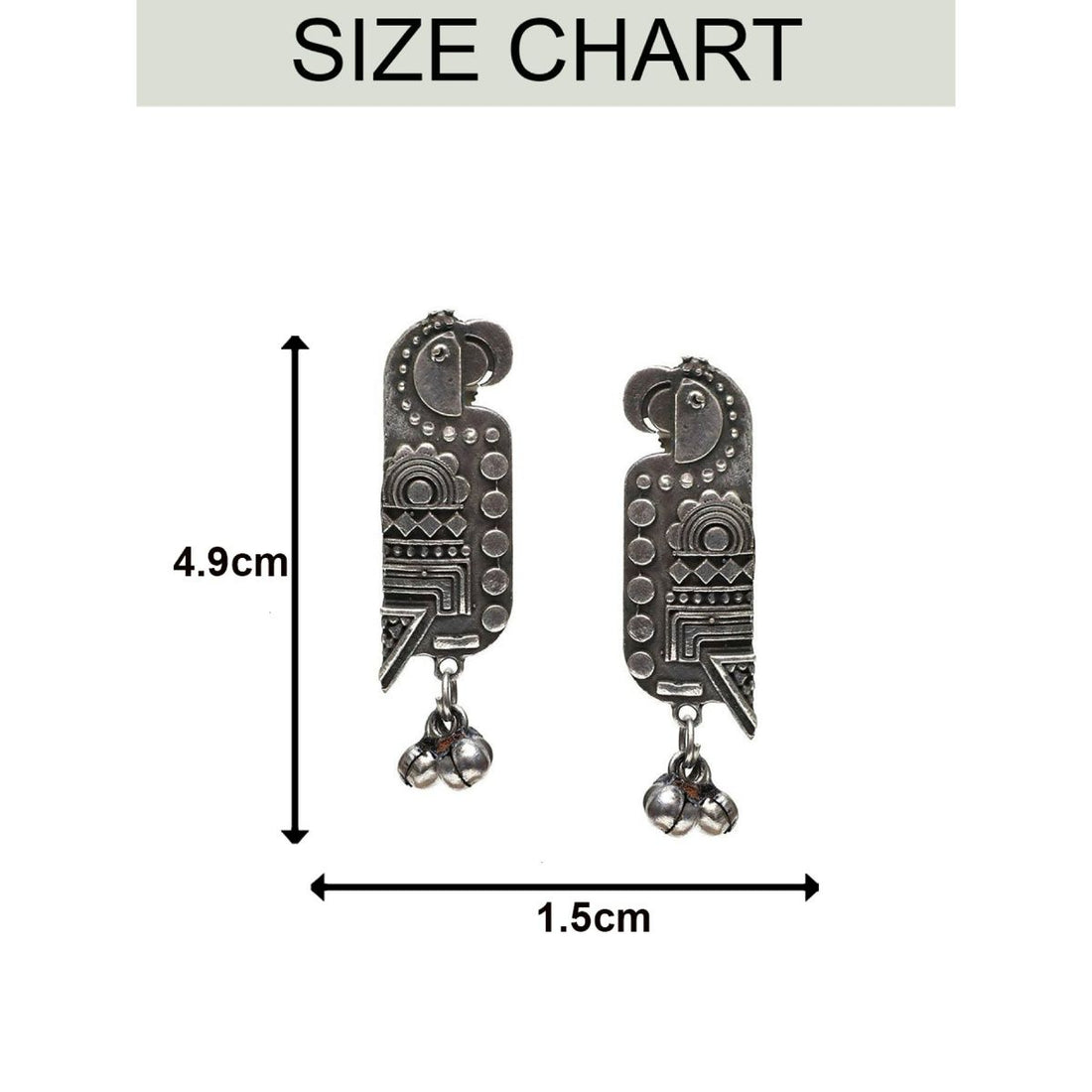 Oxidised Silver Ghungroo Parrot Earrings