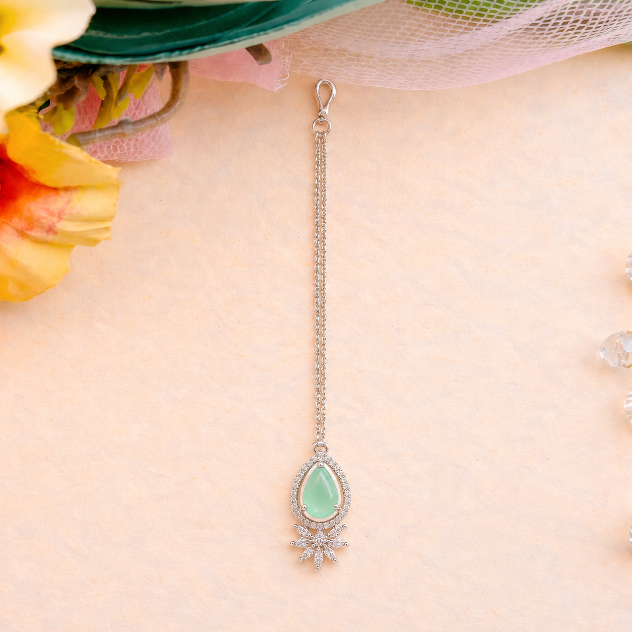 Cubic Zirconia & American Diamond Maang Tikka