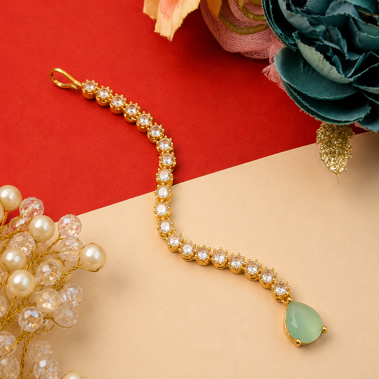 Designer CZ Stone Maang Tikka for Women