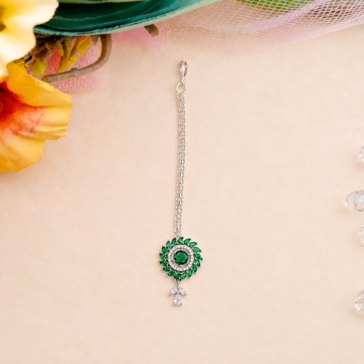 Designer American Diamond Maang Tikka for Women