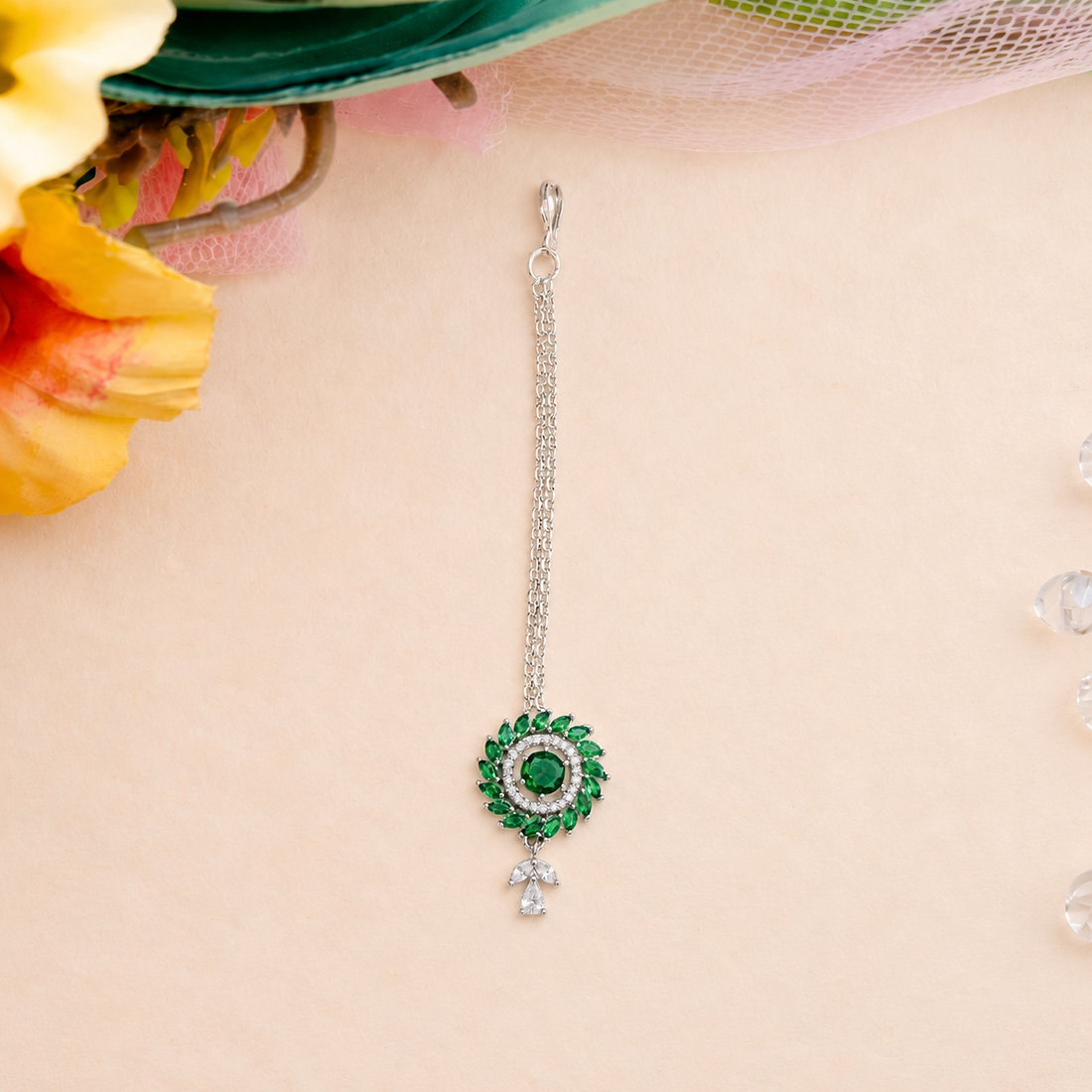 Designer American Diamond Maang Tikka for Women