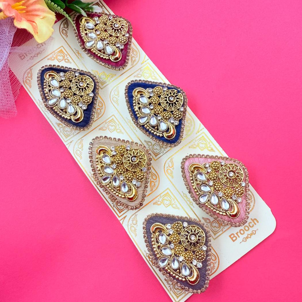 Stylish ethnic brooch set with detailed stone work for festive occasions