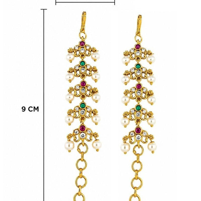 Gold Plated Lotus Ear Chain Matil