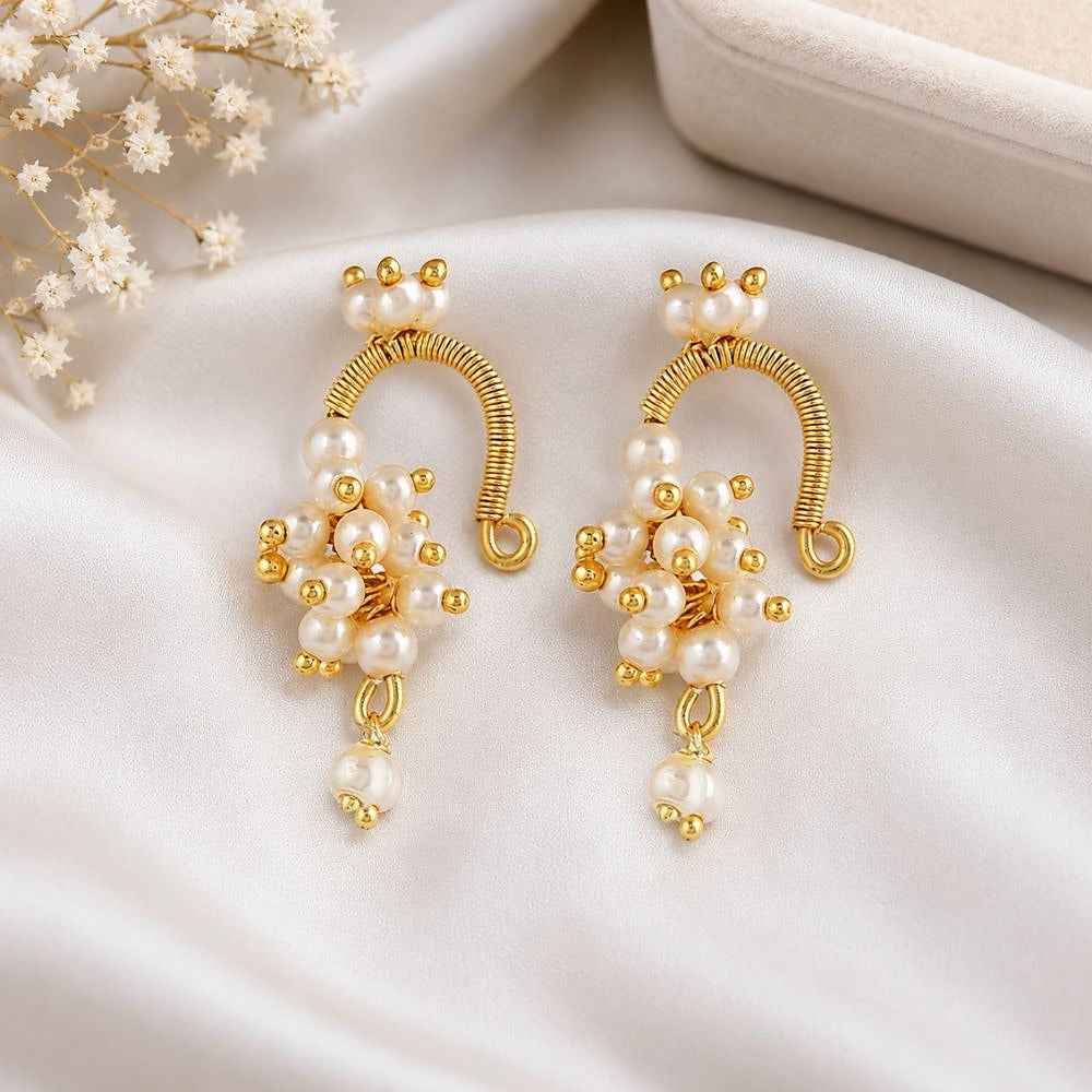 Gold Plated Pearl Bugdi Earrings