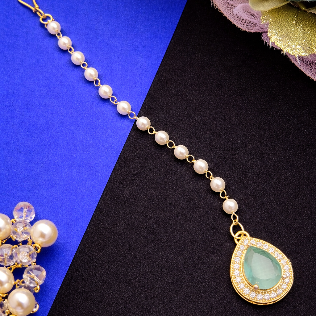 Designer Pearl Chain Maang Tikka Ad