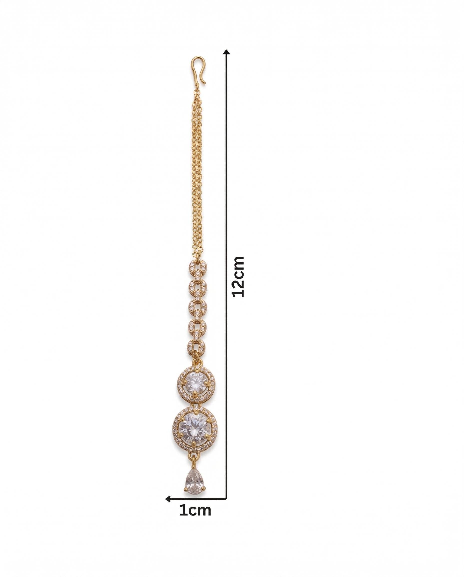 Handcrafted Stone Studded Maang Tikka with Teardrop Droplet