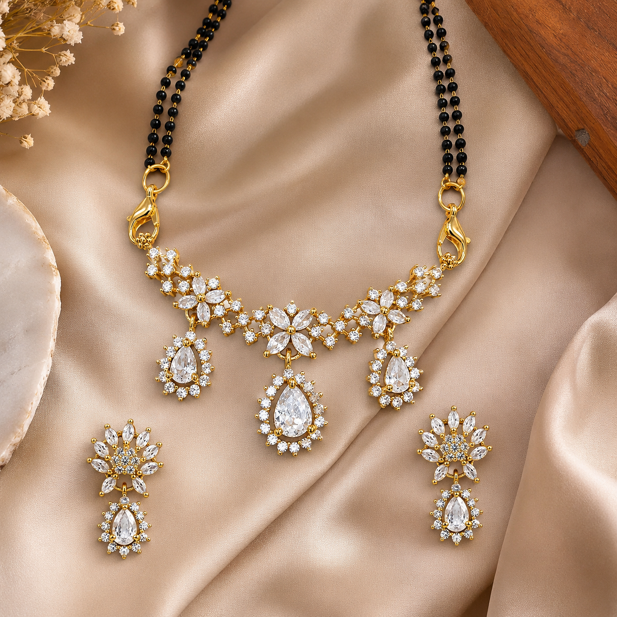 Designer American Diamond Mangalsutra Set for Women 30''