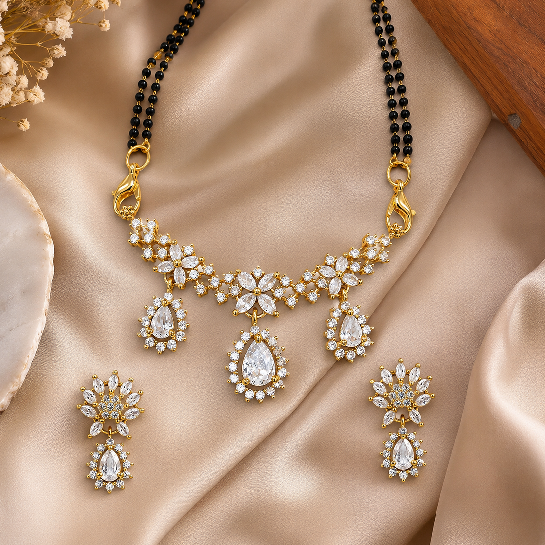 Designer American Diamond Mangalsutra Set for Women 30''