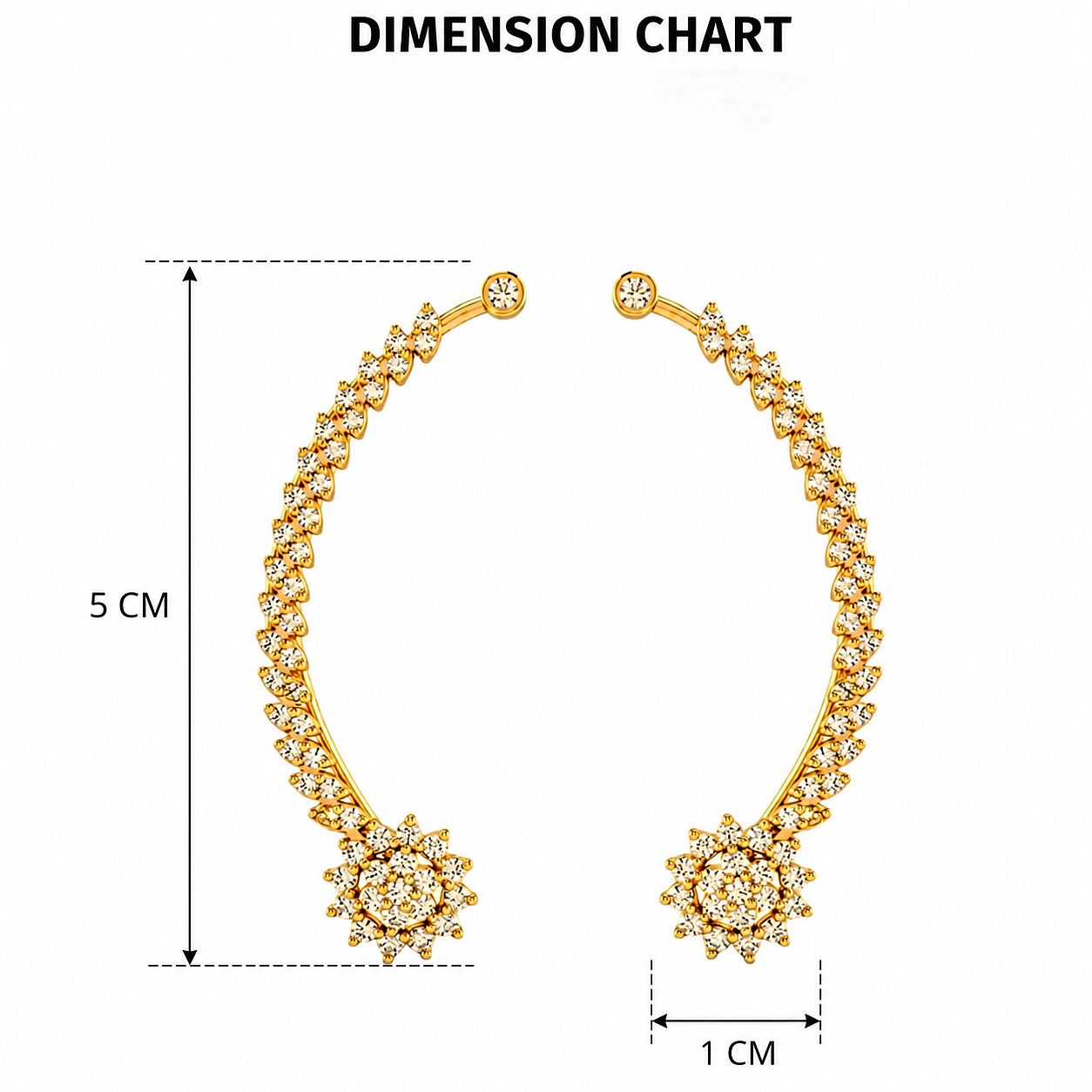 Gold Plated AD Floral Ear Cuff for Women - Tanaira