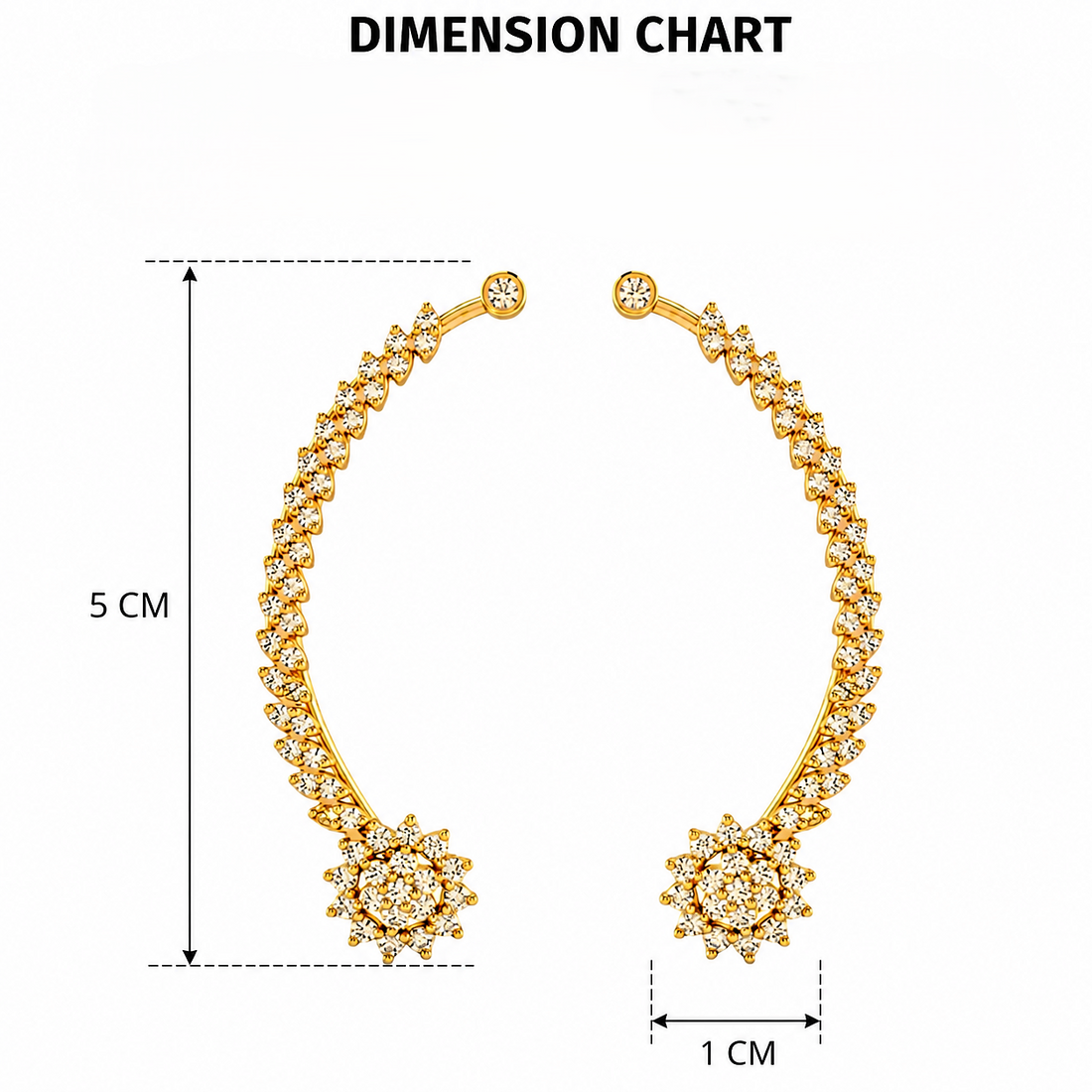 Gold Plated AD Floral Ear Cuff for Women - Tanaira