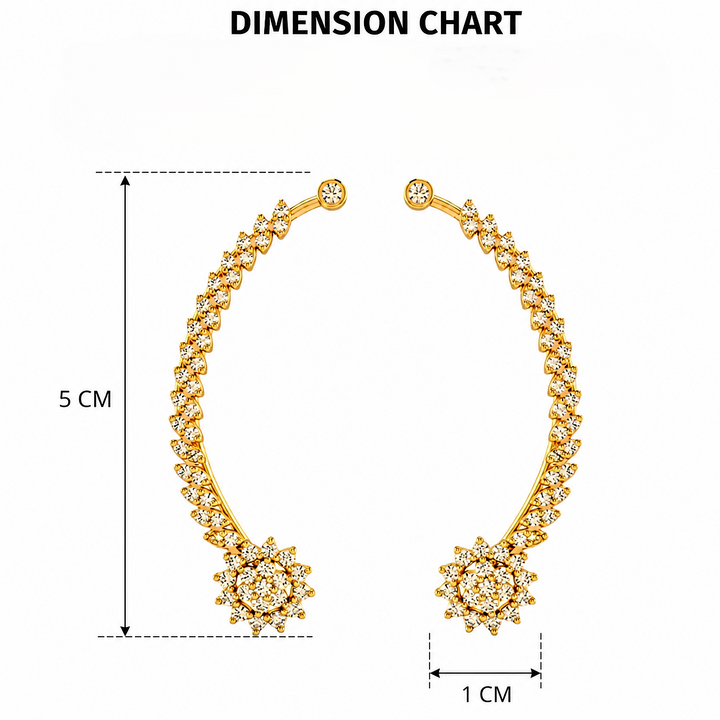 Gold Plated AD Floral Ear Cuff for Women - Tanaira
