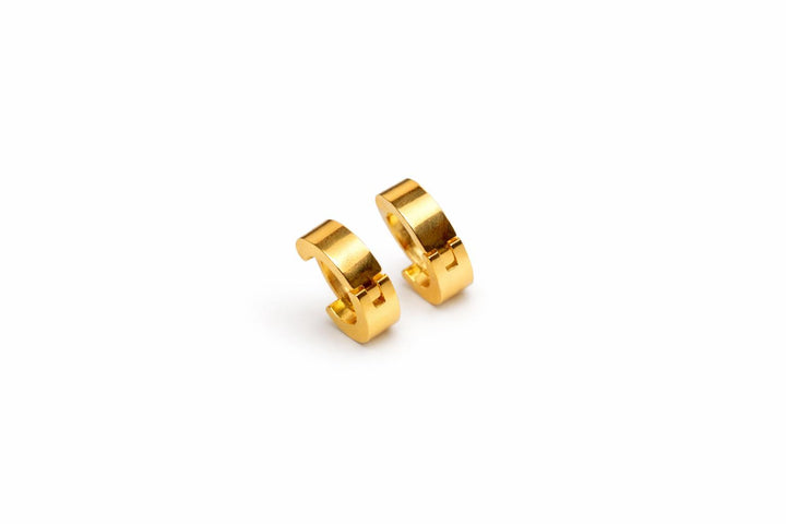 Gold plated hoop earrings pair minimalist huggie style for daily wear