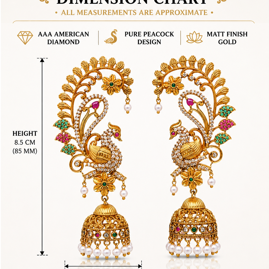 South Indian Peacock Jhumka Earrings - Tanaira