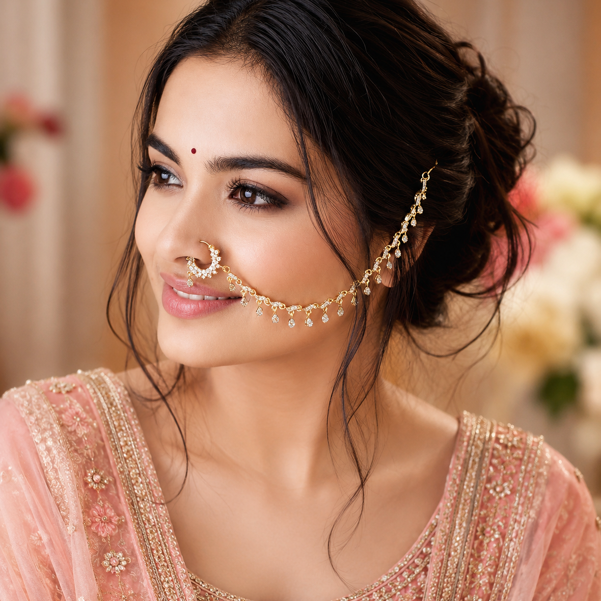 Premium American Diamond Nath Chain for Women