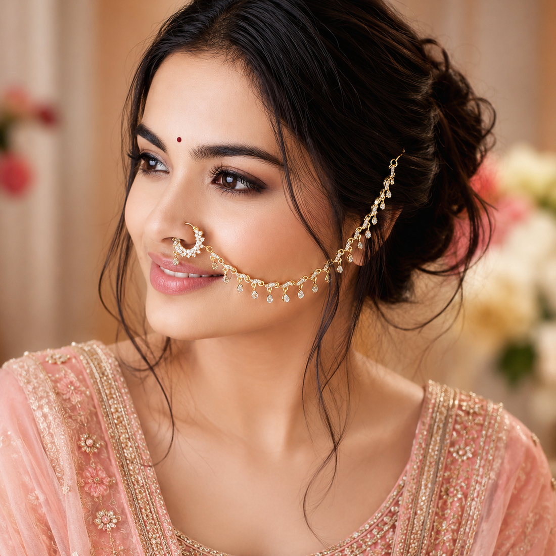 Premium American Diamond Nath Chain for Women