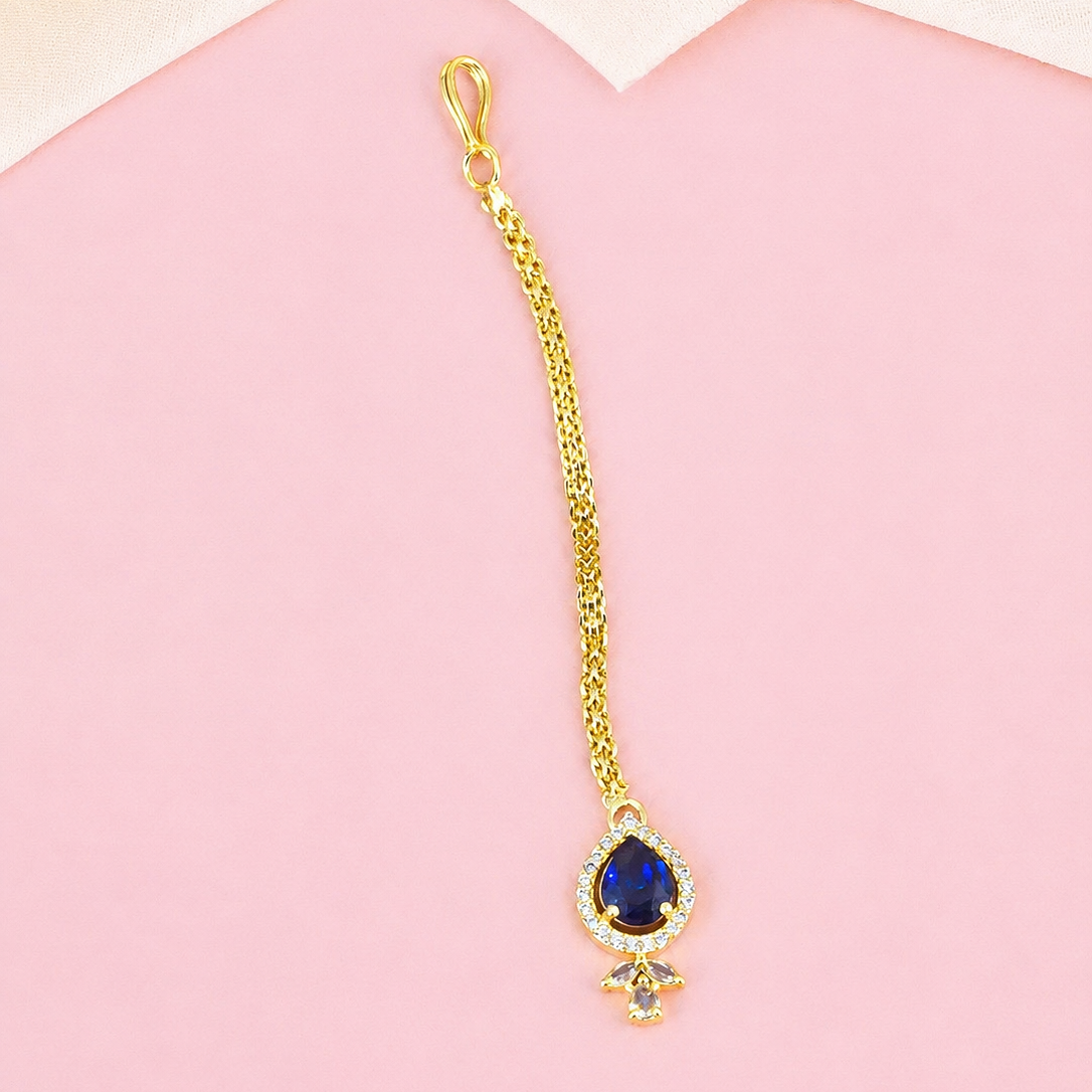 Gold Plated Crystal Maang Tikka for Women