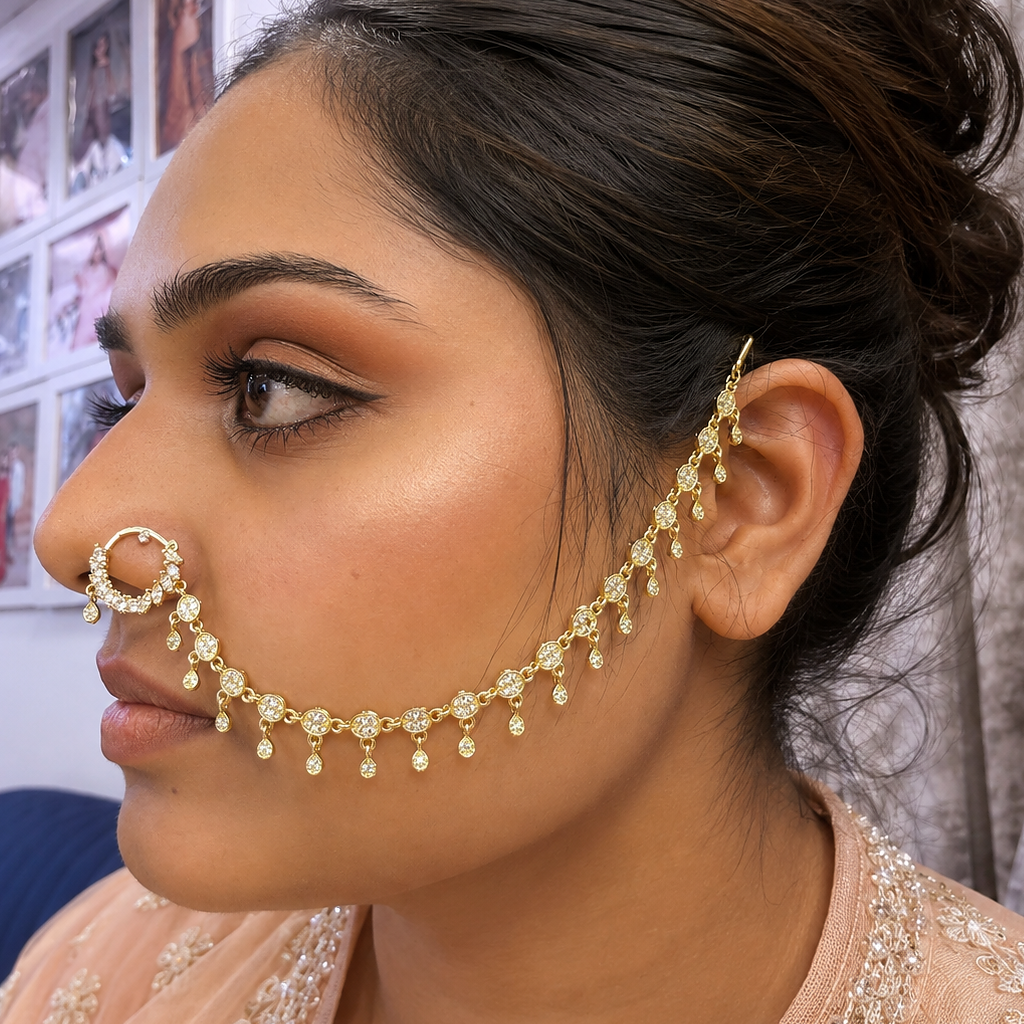 Bridal American Diamond Nath Chain for Women