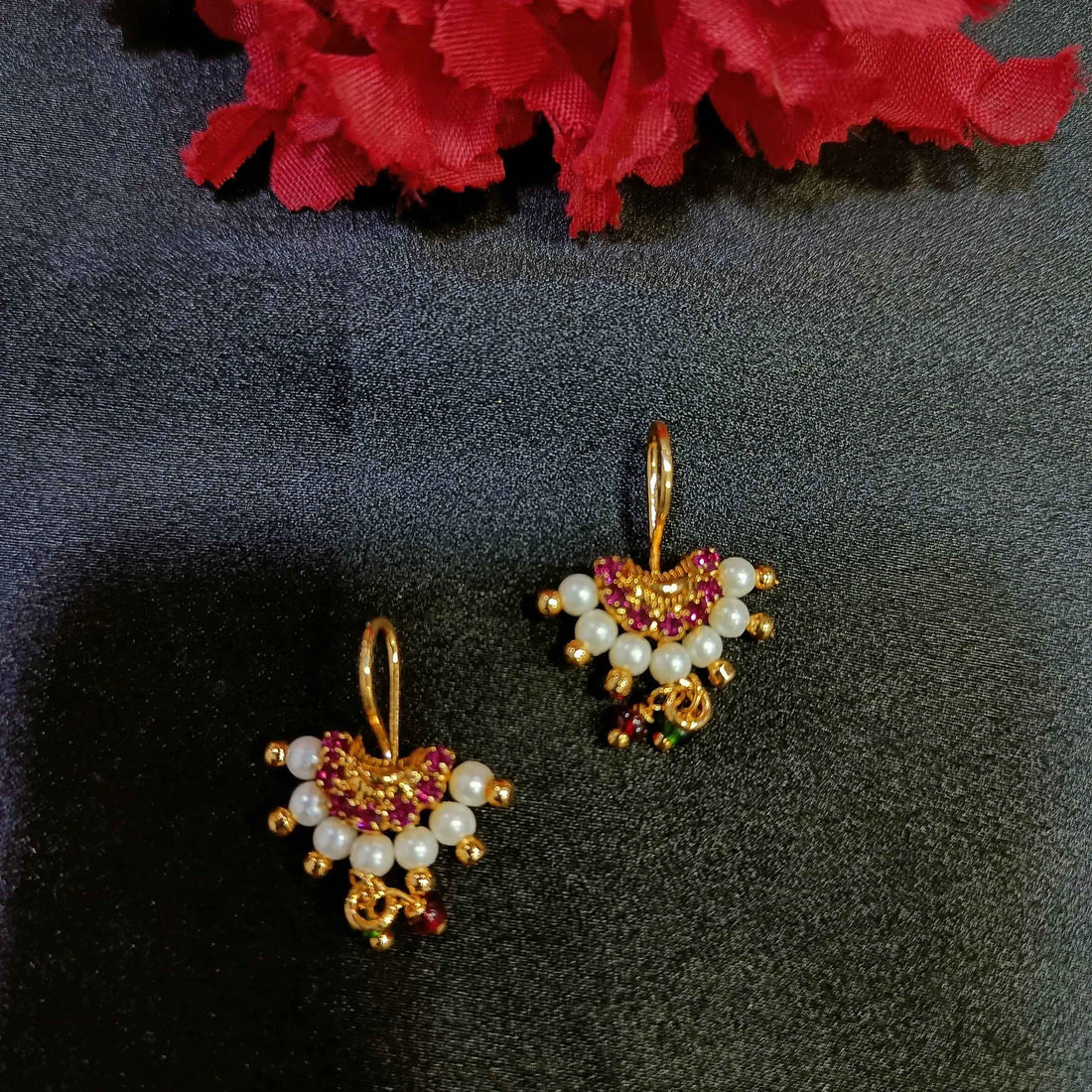 Maharashtrian Designer Bugdi | Traditional Pearl & Beaded Marathi Earrings