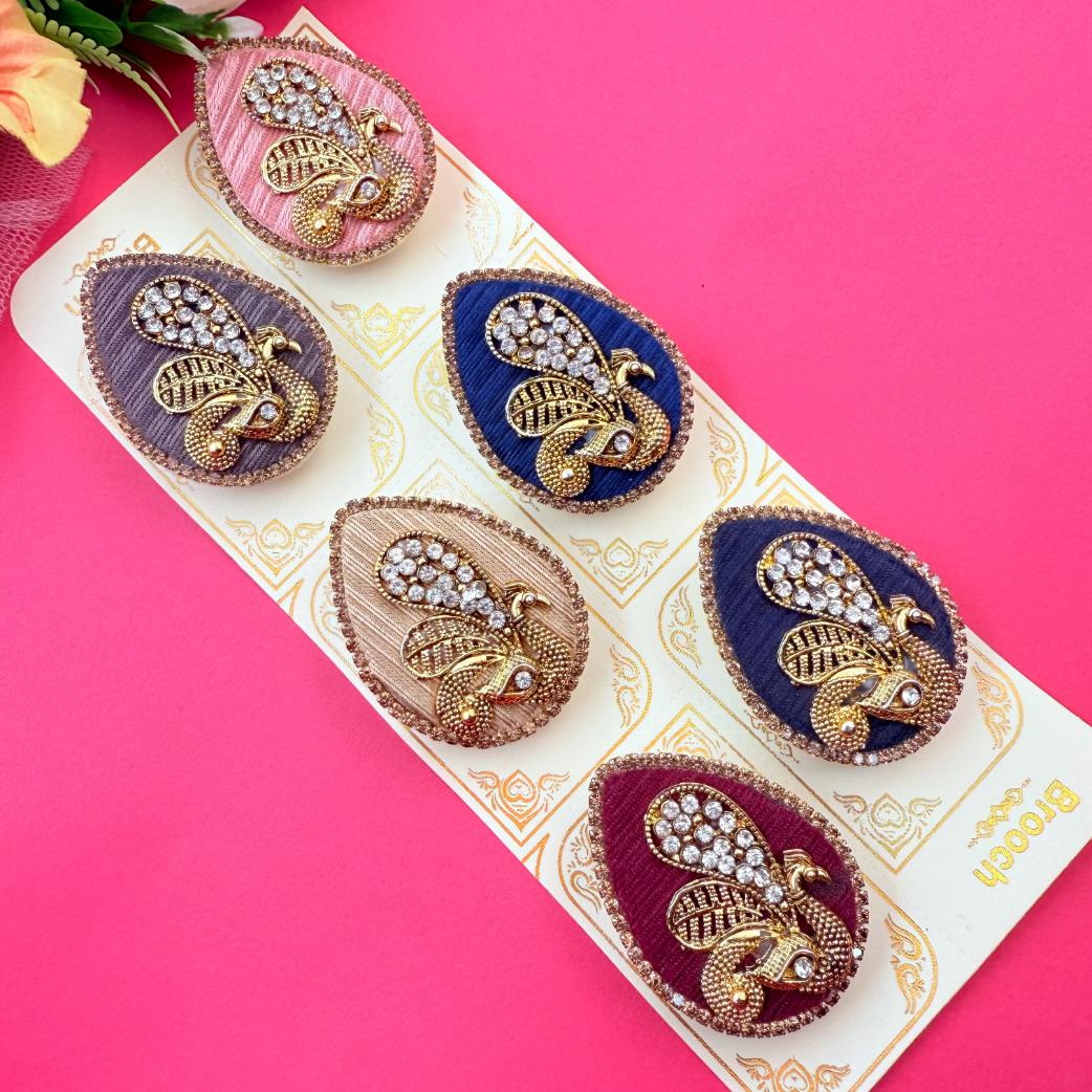 Multi design brooch set with stone detailing for wedding and festive wear