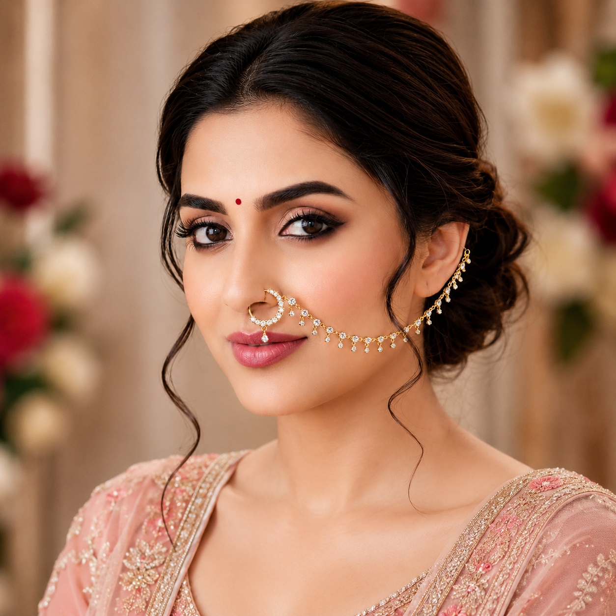 Bridal American Diamond Nath Chain for Women