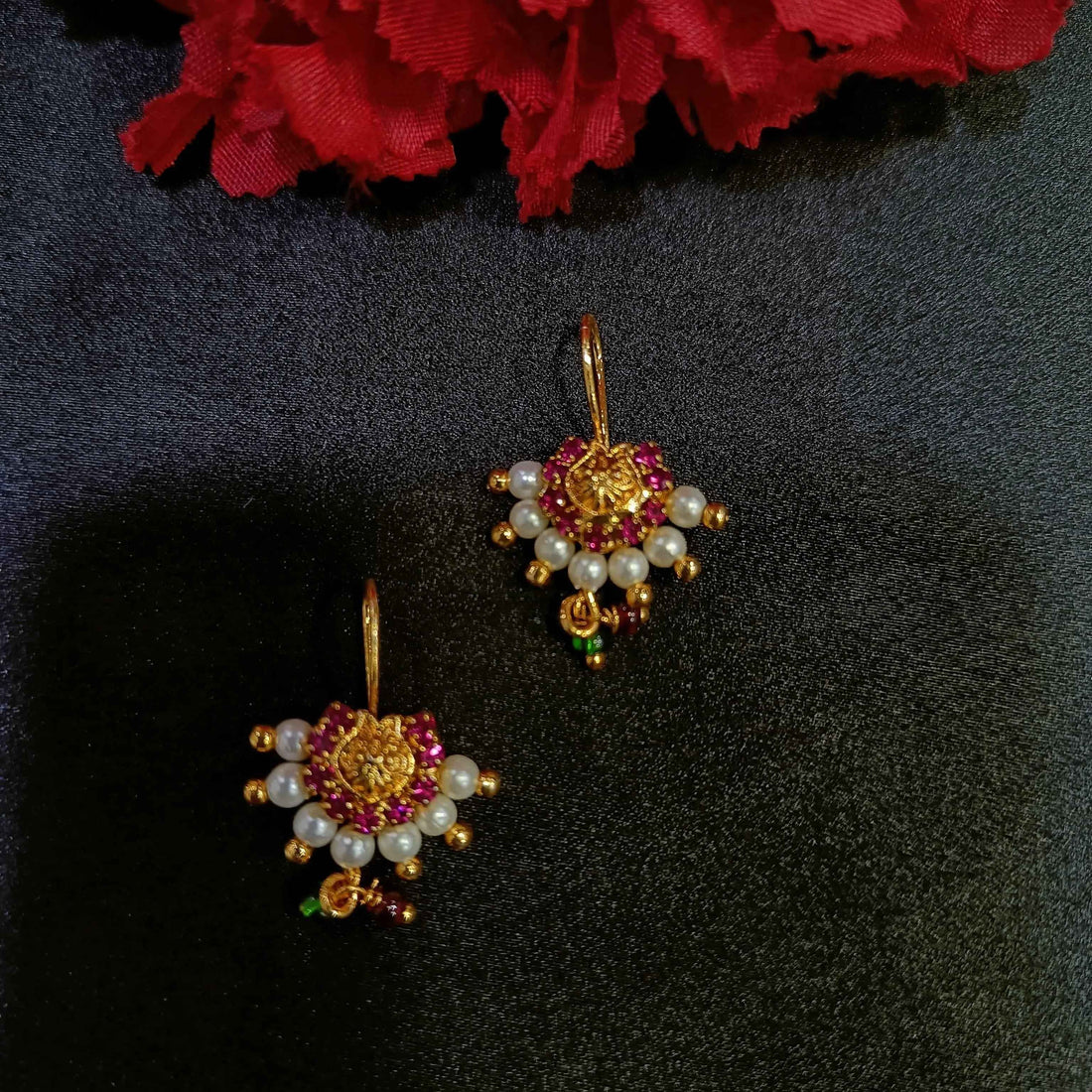 Maharashtrian Designer Bugdi | Traditional Pearl & Beaded Marathi Earrings