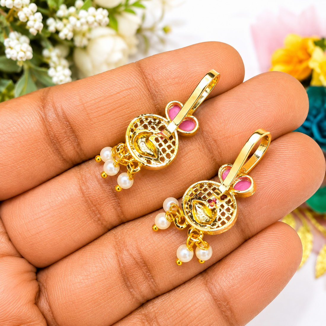 Gold Plated Peacock Bugadi Jewellery with CZ Stones