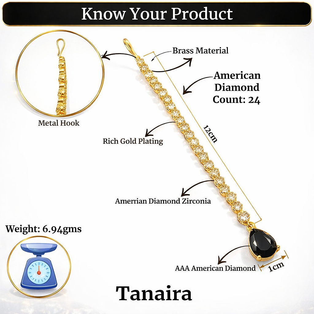 Designer CZ Stone Maang Tikka for Women