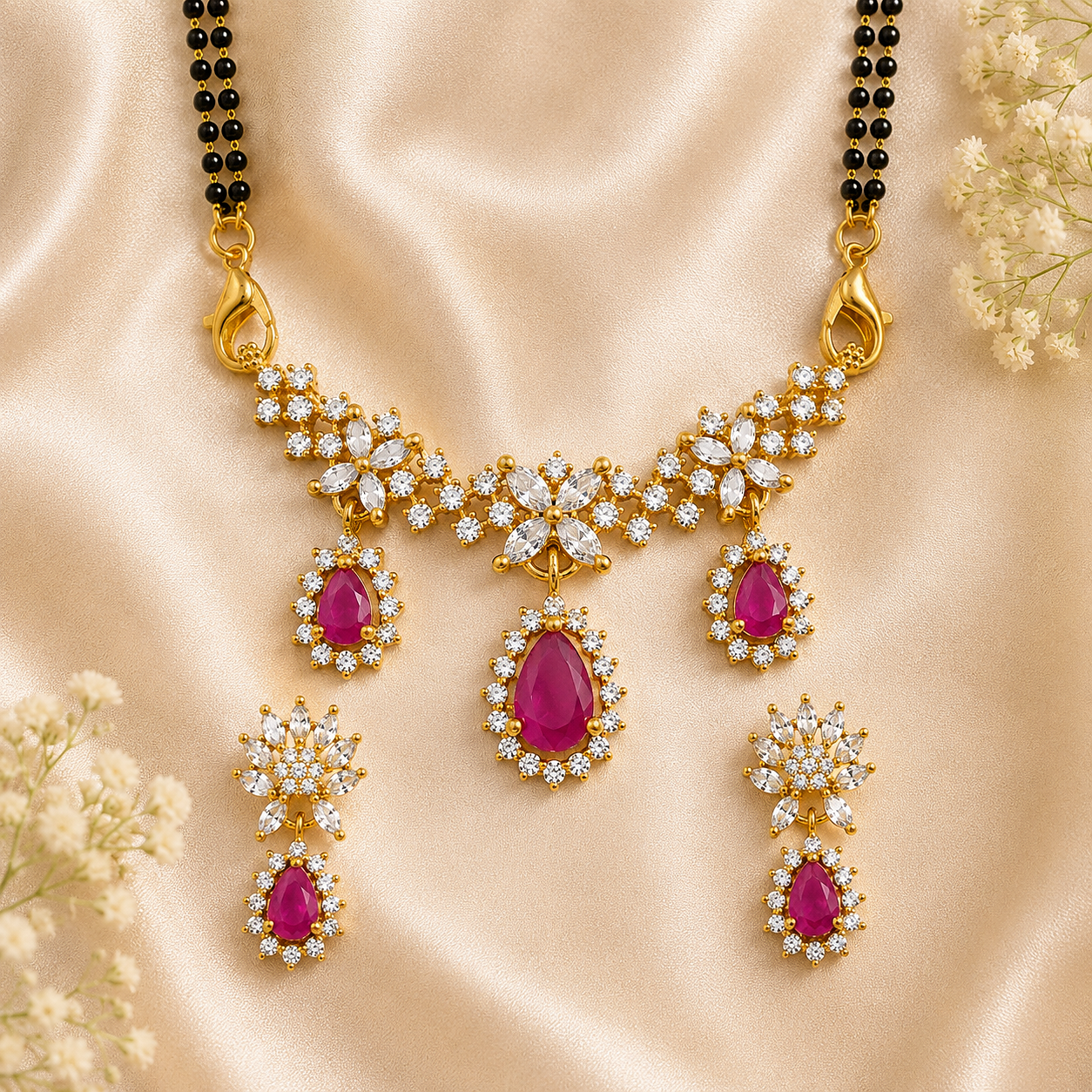 Designer American Diamond Mangalsutra Set for Women 30''