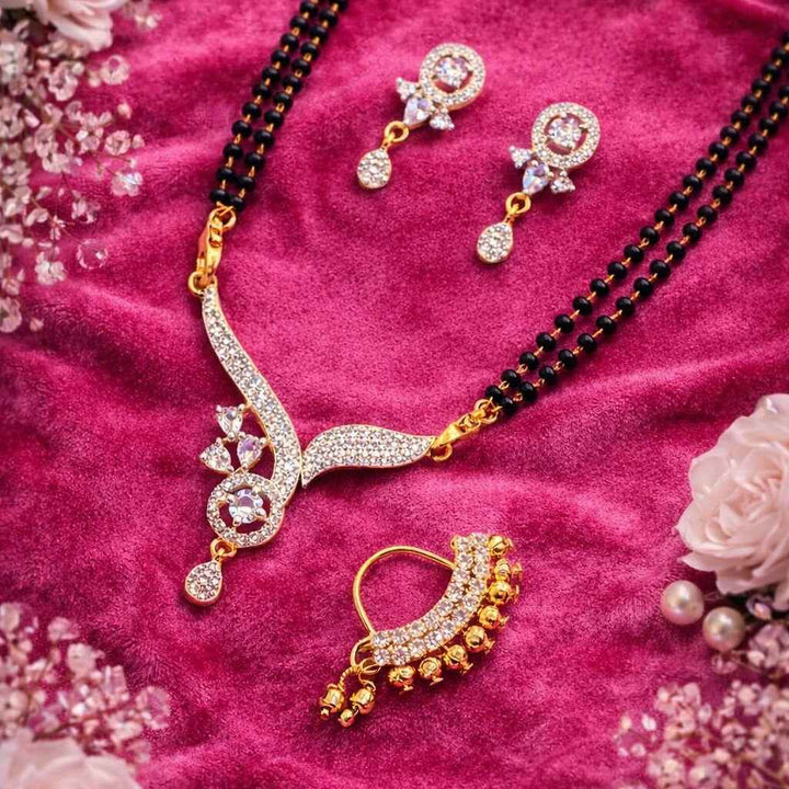 Designer Mangalsutra Set with Earrings & Nath for Women