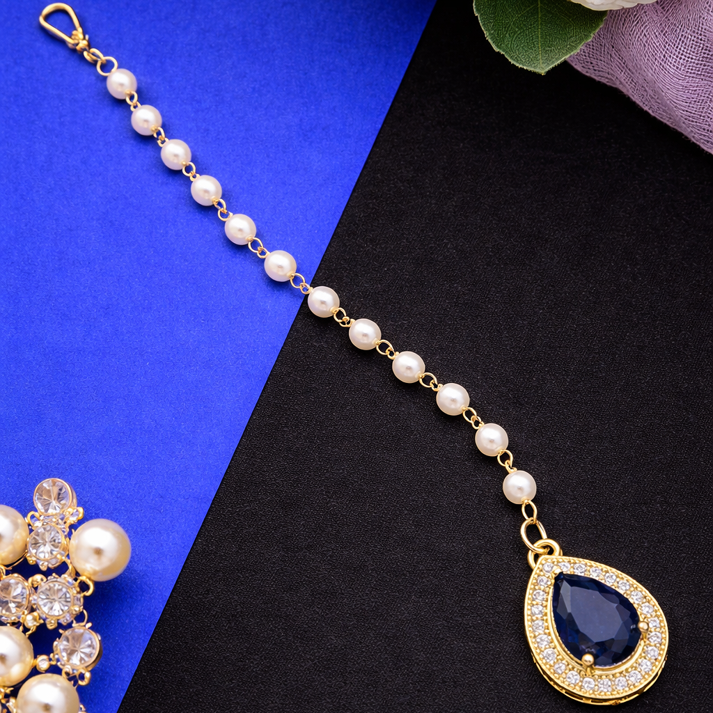 Designer Pearl Chain Maang Tikka Ad