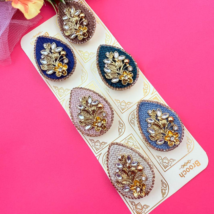 Premium brooch set for women gold finish party and traditional accessory