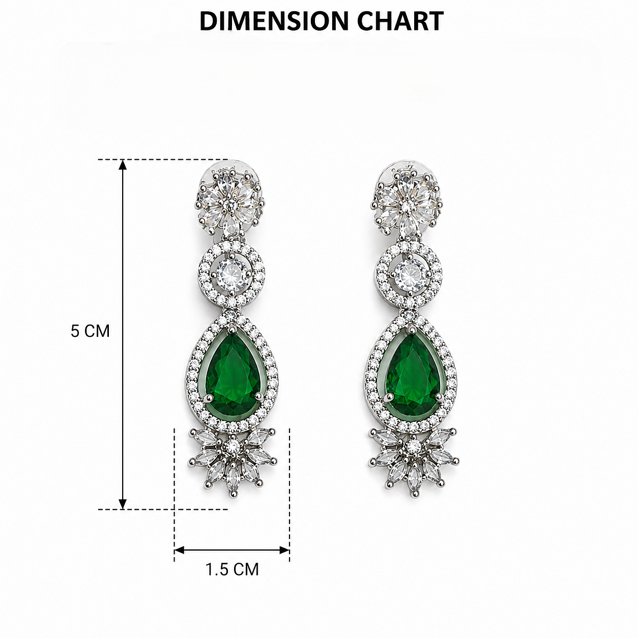 Silver Plated American Diamond Teardrop Drop Earrings