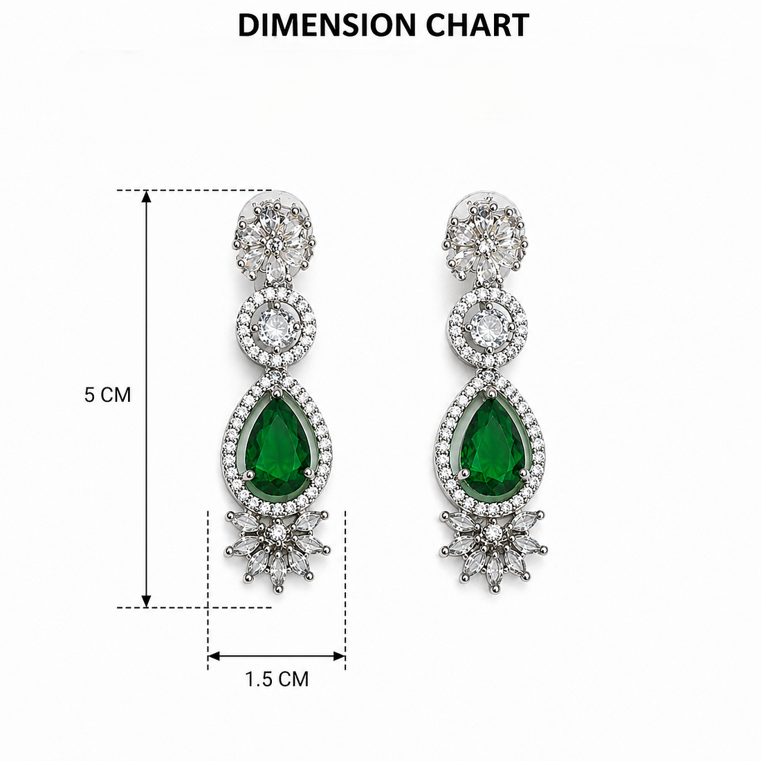 Silver Plated American Diamond Teardrop Drop Earrings