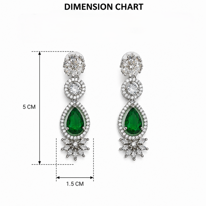 Silver Plated American Diamond Teardrop Drop Earrings - Tanaira