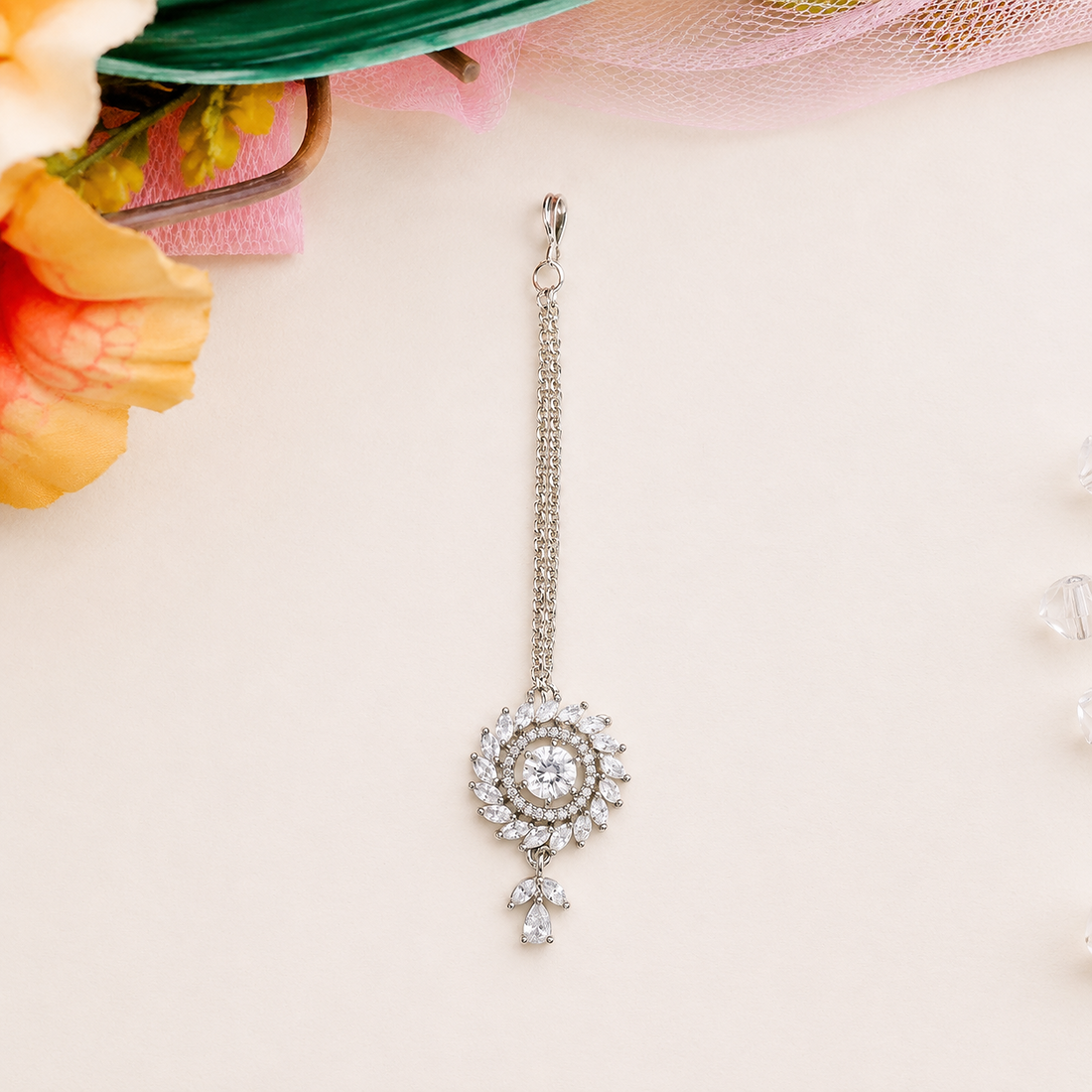 Designer American Diamond Maang Tikka for Women