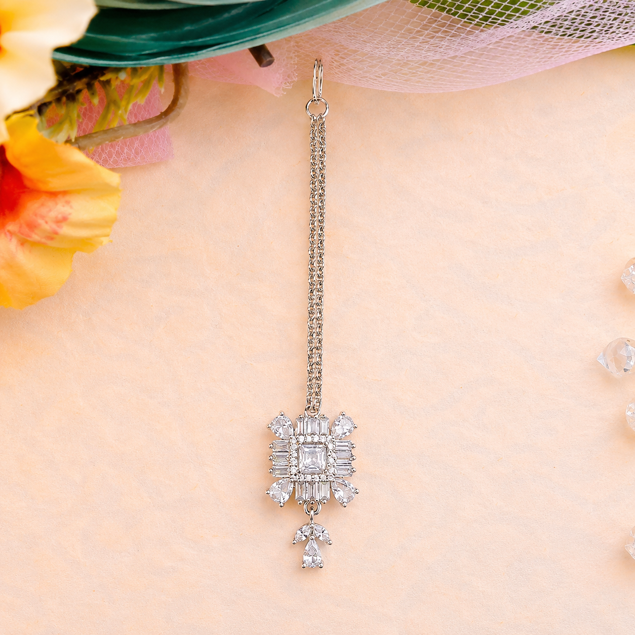 Traditional American Diamond Maang Tikka