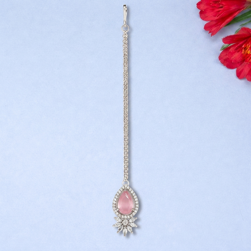 Cubic Zirconia & American Diamond Maang Tikka