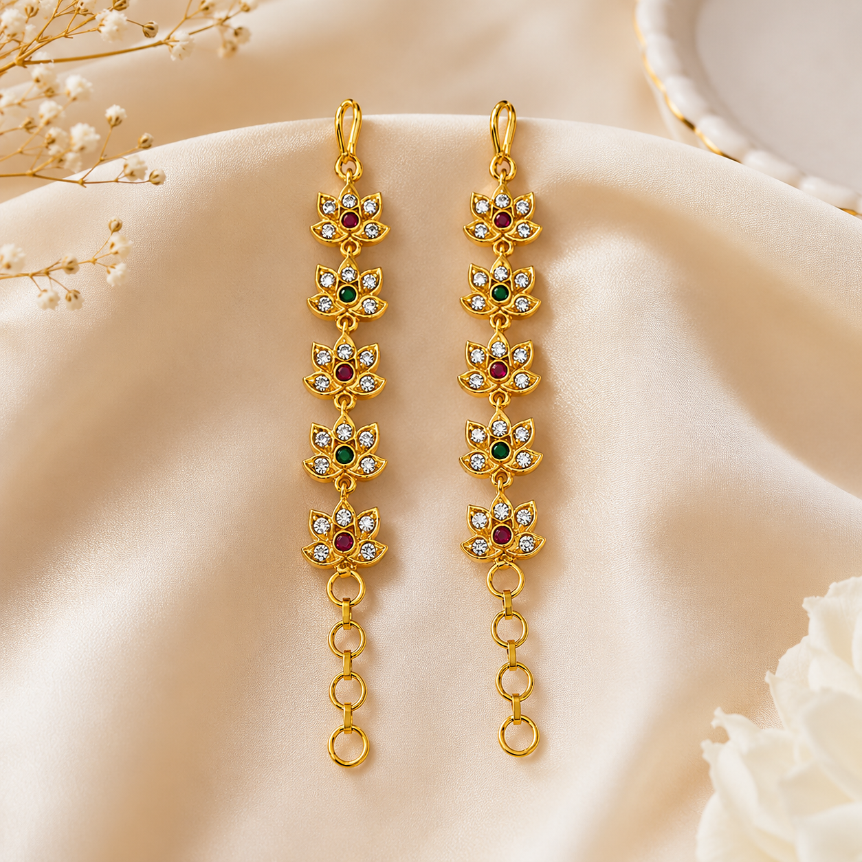 Gold Plated Lotus Ear Chain for Women⭐