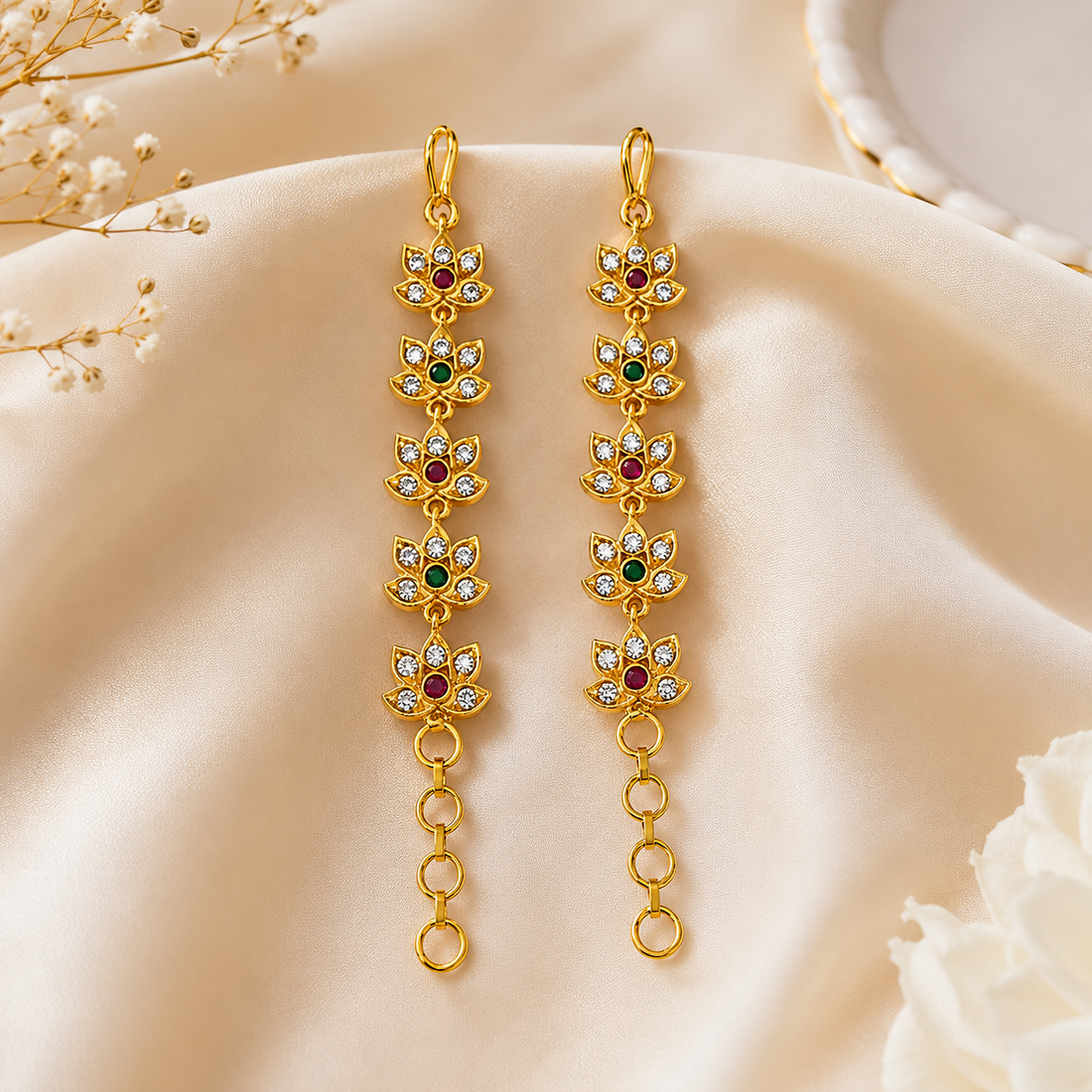 Gold Plated Lotus Ear Chain for Women⭐