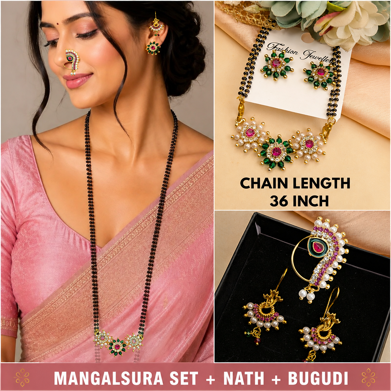 Mangalsutra Bugudi & Nath Combo Set for Women