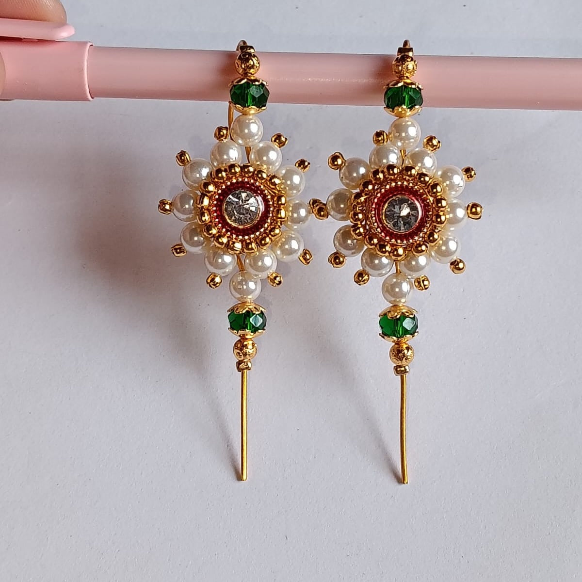 Gold Plated Bugadi with CZ Floral Design