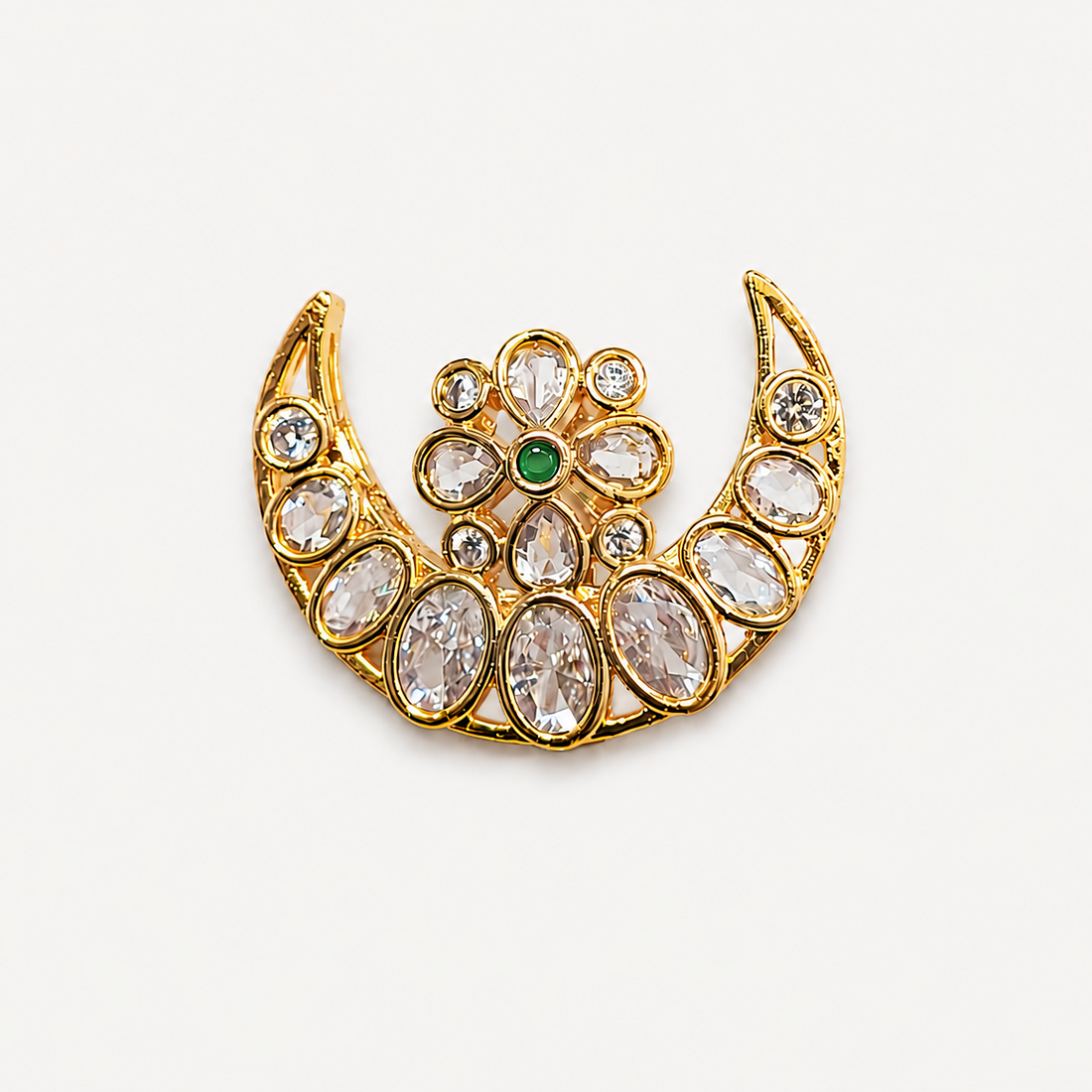 Gold Plated Kundan Brooch Pin